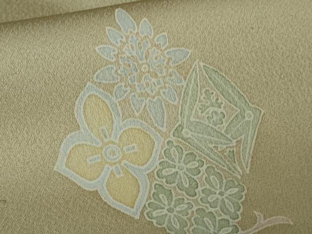 平和屋本店●極上　洗える最高級着物　＜英＞はなぶさ謹製　訪問着　花菱　白橡色地　金彩　逸品　DZAB2215kh6