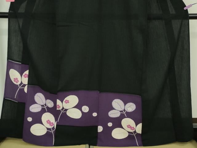 平和屋着物∴極上 夏物 撫松庵 浴衣 綿 萩文 黒地 逸品 DZAB2218kh6