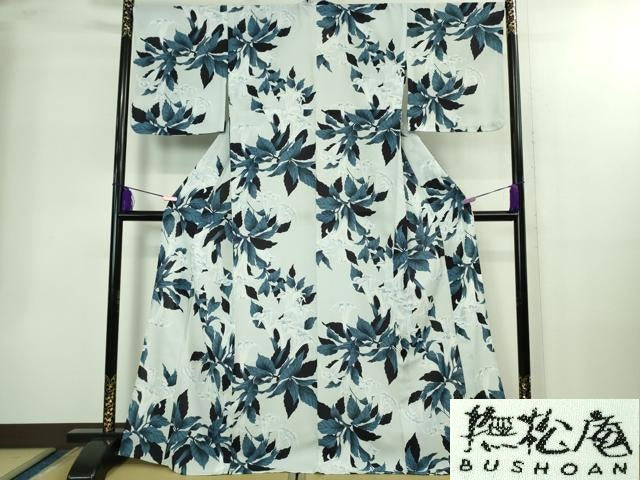 平和屋着物∴極上 夏物 撫松庵 小紋・浴衣兼用 セオアルファ 紅梅織 百合 洗える着物 逸品 DZAB2217kh6