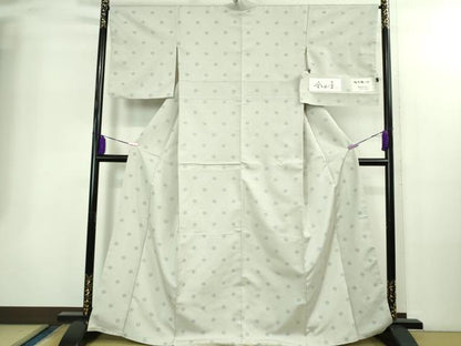 平和屋本店●極上　京都・西陣　織元ブランド　泰流舎　お召　今日屋　丸文　薄雲鼠色地　証紙付き　逸品　DZAB2220kh6