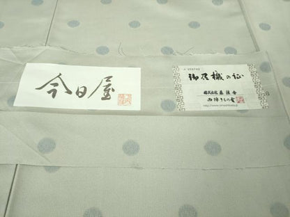 平和屋本店●極上　京都・西陣　織元ブランド　泰流舎　お召　今日屋　丸文　薄雲鼠色地　証紙付き　逸品　DZAB2220kh6