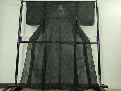 平和屋本店＊極上　夏物　重要無形文化財　本場宮古上布　苧麻　霞蝶草文　濃藍色地　逸品　DZAB2221kh6