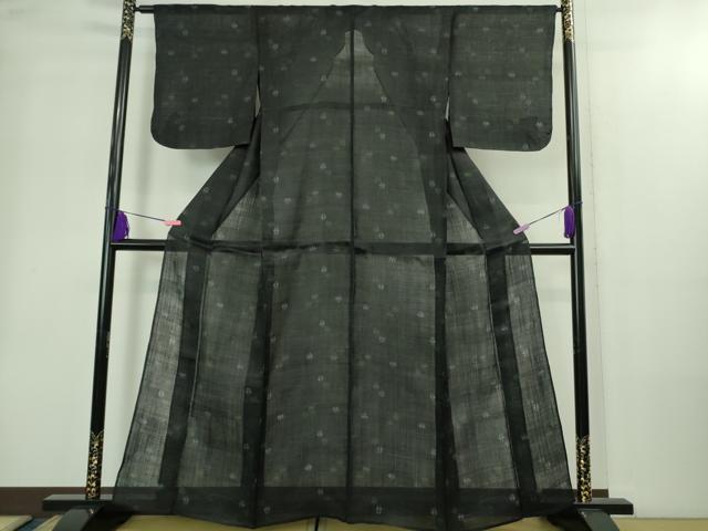 平和屋本店＊極上　夏物　重要無形文化財　本場宮古上布　苧麻　霞蝶草文　濃藍色地　逸品　DZAB2221kh6