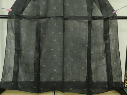 平和屋本店＊極上　夏物　重要無形文化財　本場宮古上布　苧麻　霞蝶草文　濃藍色地　逸品　DZAB2221kh6