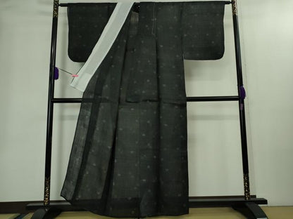 平和屋本店＊極上　夏物　重要無形文化財　本場宮古上布　苧麻　霞蝶草文　濃藍色地　逸品　DZAB2221kh6