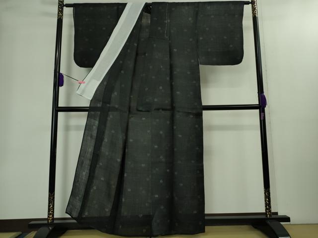 平和屋本店＊極上　夏物　重要無形文化財　本場宮古上布　苧麻　霞蝶草文　濃藍色地　逸品　DZAB2221kh6
