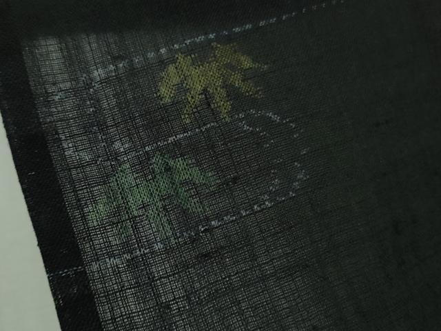 平和屋本店＊極上　夏物　重要無形文化財　本場宮古上布　苧麻　霞蝶草文　濃藍色地　逸品　DZAB2221kh6
