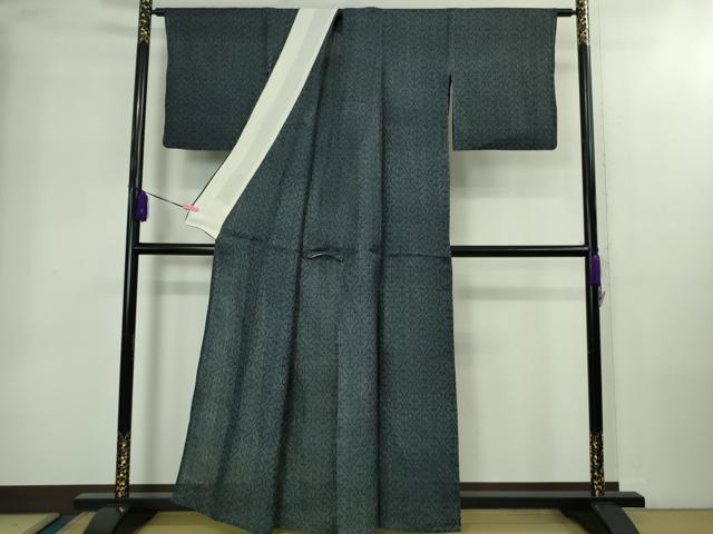 平和屋本店＊極上　夏物　重要無形文化財　本場宮古上布　苧麻　吉祥文　留紺色地　逸品　DZAB2223kh6