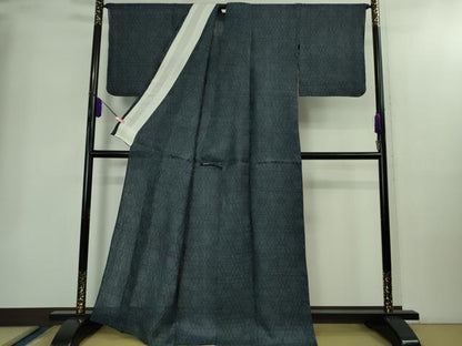 平和屋本店＊極上　夏物　重要無形文化財　本場宮古上布　苧麻　菱文　青藍色地　逸品　DZAB2224kh6