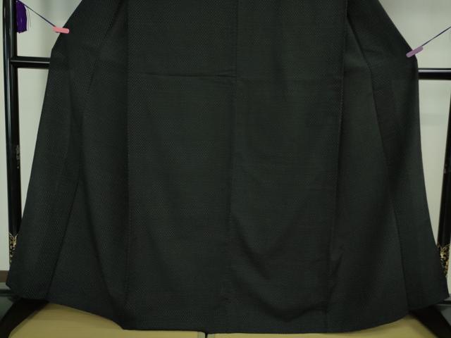 平和屋着物▽極上　結城ちぢみ　単衣　奥順謹製　はたおり娘　手緒里　黒地　証紙付き　逸品　DZAB2228kh6