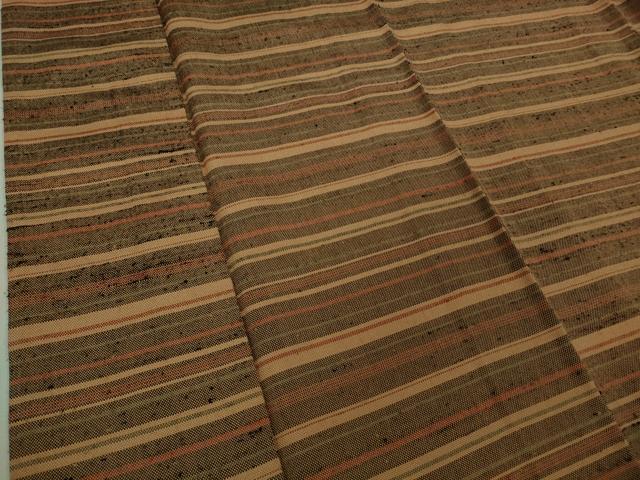 平和屋本店▽極上　伊兵衛織　工芸手織　単衣　横縞　逸品　未使用　DZAB2237kh6