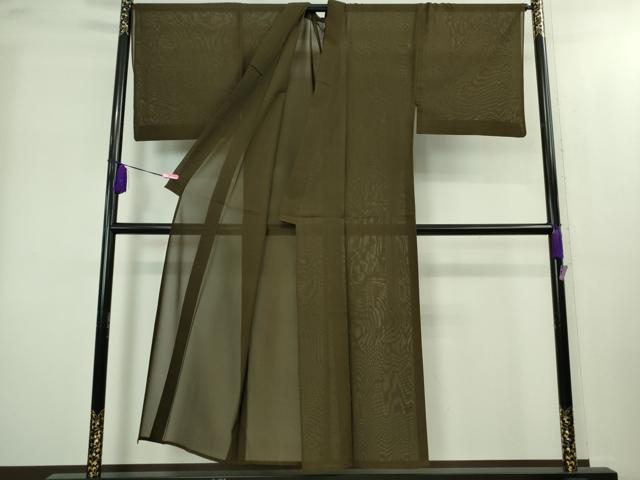 平和屋本店＊希少　夏物　男性　本場黄八丈　夏黄八　紗紬　キングサイズ　伝統工芸士　西條吉広　海松茶色　証紙付き　逸品　DZAB2239kh6