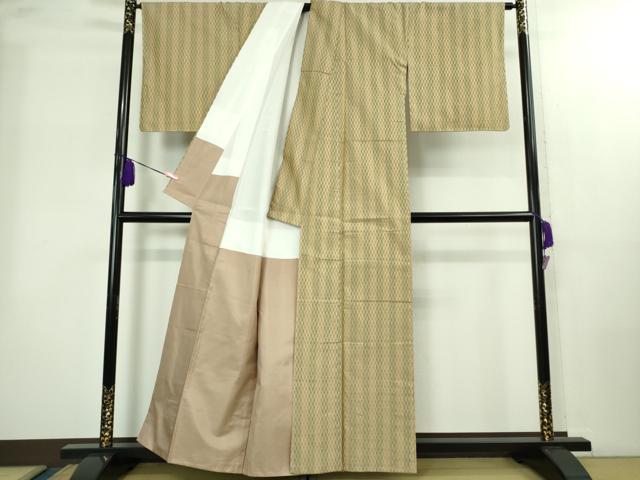 平和屋本店●極上　山下八百子　本場黄八丈　市松綾織　紬　逸品　未使用　DZAB2240kh6