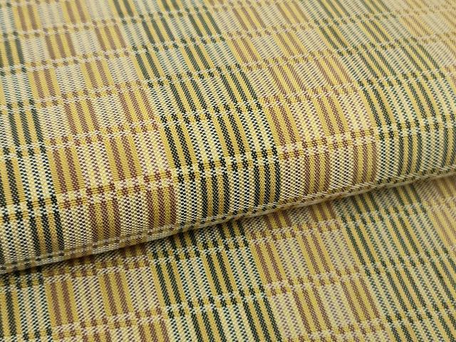 平和屋本店●極上　山下八百子　本場黄八丈　市松綾織　紬　逸品　未使用　DZAB2240kh6