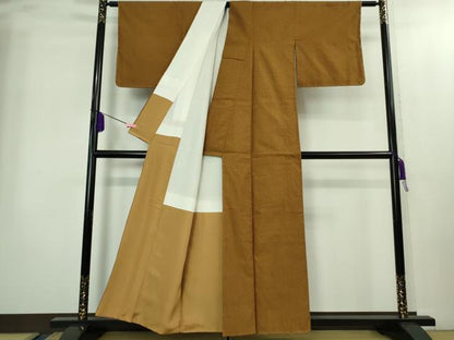 平和屋本店●極上　山下八百子　本場黄八丈　市松綾織　紬　逸品　未使用　DZAB2241kh6