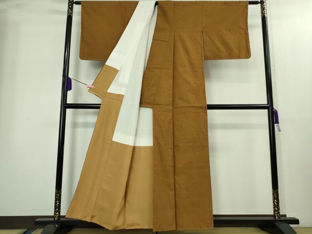 平和屋本店●極上　山下八百子　本場黄八丈　市松綾織　紬　逸品　未使用　DZAB2241kh6