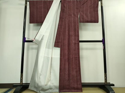 平和屋本店●極上　伝統工芸士　曽根武勇　紬　杢目絞り　間道　逸品　未使用　DZAB2243kh6