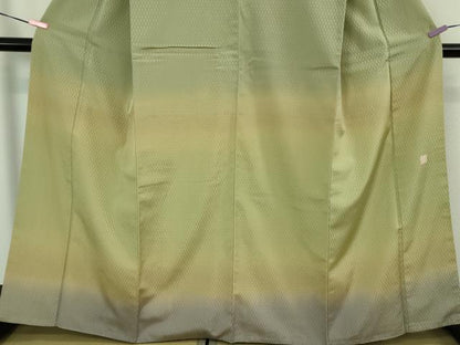 平和屋本店●極上　伝統工芸士　曽根武勇 　訪問着　お召地　菱地紋　横段文　暈し染め　逸品　DZAB2244kh6
