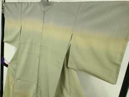 平和屋本店●極上　伝統工芸士　曽根武勇 　訪問着　お召地　菱地紋　横段文　暈し染め　逸品　DZAB2244kh6