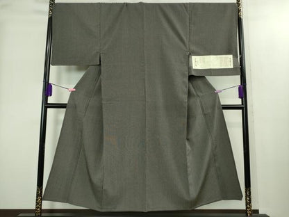 平和屋本店▽極上　男性　白鷹お召　単衣　縞　蝉色×鈍色　証紙付き　逸品　未使用　DZAB2245kh6