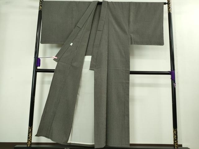平和屋本店▽極上　男性　白鷹お召　単衣　縞　蝉色×鈍色　証紙付き　逸品　未使用　DZAB2245kh6