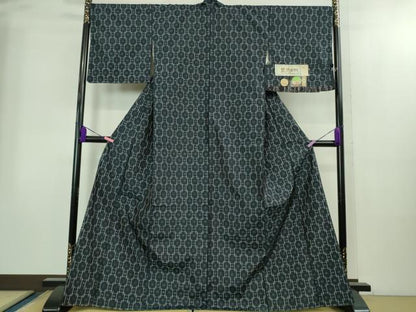 平和屋着物●極上　本場琉球絣　手おり　中村孫吉作　濃藍色地　証紙付き　逸品　未使用　DZAB2250kh6