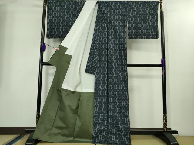 平和屋着物●極上　本場琉球絣　手おり　中村孫吉作　濃藍色地　証紙付き　逸品　未使用　DZAB2250kh6