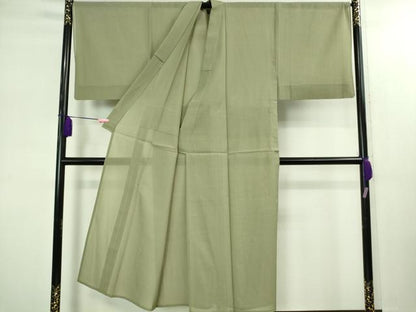 平和屋本店＊極上　男性　夏物　東郷織物謹製　本場大島紬　夏大島　キングサイズ　みじん格子　鶸茶色　逸品　DZAB2251kh6