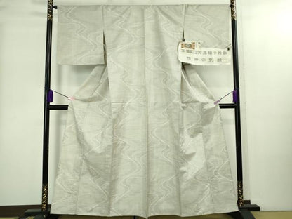 平和屋本店▽極上 本場大島紬 白大島紬 桑原織物 二代目 桑原啓之介 単衣 9マルキ 160亀甲　白絣　畑中別誂　証紙付き　逸品　DZAB2256kh6