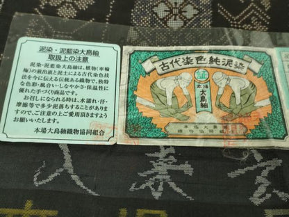 平和屋着物●極上　本場大島紬　7マルキ　古代染色純泥染　入来玄彩　花間道　カネトク謹製　証紙付き　逸品　未使用　DZAB2262kh6