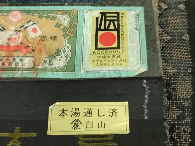 平和屋着物●極上　本場大島紬　7マルキ　古代染色純泥染　入来玄彩　花間道　カネトク謹製　証紙付き　逸品　未使用　DZAB2262kh6