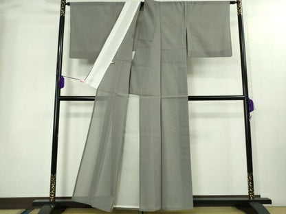 平和屋本店＊極上 夏物 東郷織物謹製 本場大島紬 夏大島 みじん格子 グレーピンク色 証紙付き 逸品 DZAB2264kh6