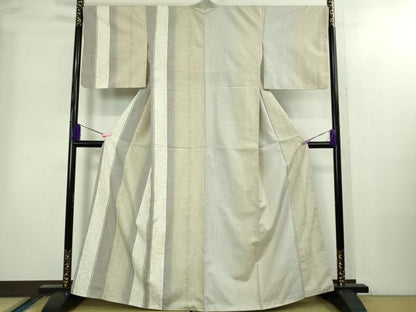 平和屋着物●極上　結城紬　訪問着　80亀甲　飛び亀甲柄　草花間道　証紙付き　逸品　DZAB2268kh6