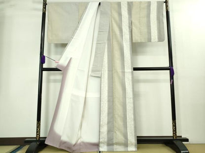平和屋着物●極上　結城紬　訪問着　80亀甲　飛び亀甲柄　草花間道　証紙付き　逸品　DZAB2268kh6