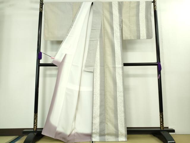 平和屋着物●極上　結城紬　訪問着　80亀甲　飛び亀甲柄　草花間道　証紙付き　逸品　DZAB2268kh6