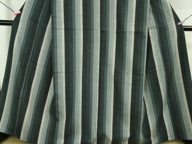 平和屋本店●極上　本場結城紬　重要無形文化財　別織　名匠会　奥順謹製　縞　市田謹製　証紙・鑑定証付き　逸品　DZAB2269kh6