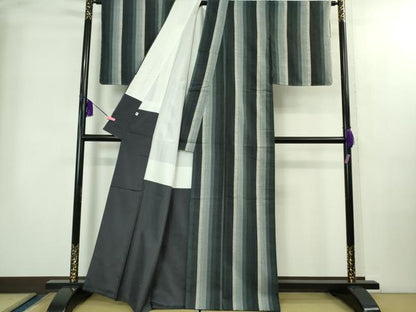 平和屋本店●極上　本場結城紬　重要無形文化財　別織　名匠会　奥順謹製　縞　市田謹製　証紙・鑑定証付き　逸品　DZAB2269kh6