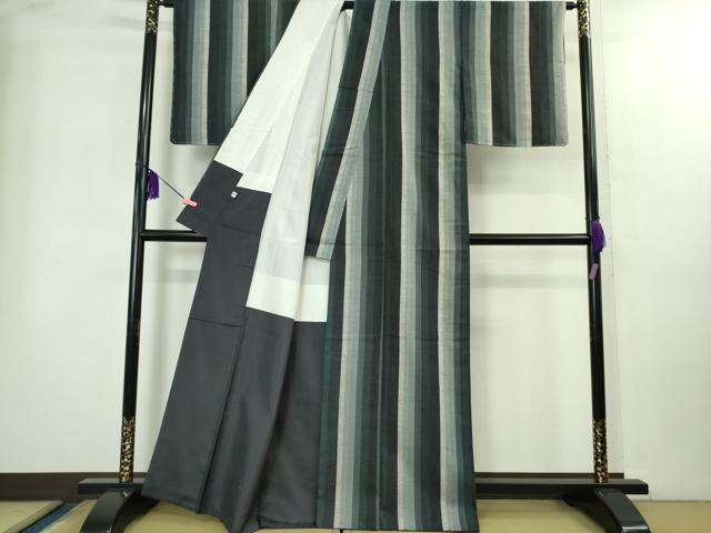 平和屋本店●極上　本場結城紬　重要無形文化財　別織　名匠会　奥順謹製　縞　市田謹製　証紙・鑑定証付き　逸品　DZAB2269kh6