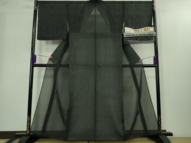 平和屋本店＊極上 夏物 本塩沢 夏塩沢 ほし乃駒 縞 織元星野 黒地 証紙付き 逸品 DZAB2276kh6