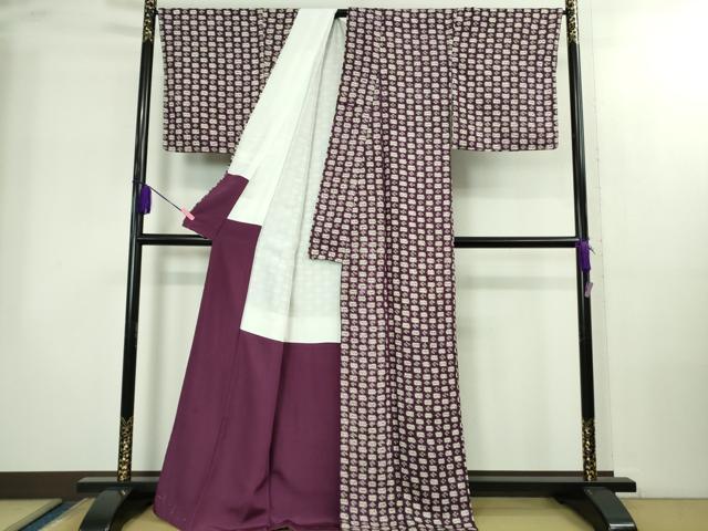 平和屋本店●極上　岩手の匠　草紫堂　南部絞り　紫根染　紬　正絹　逸品　未使用　DZAB2283kh6