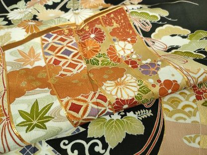 平和屋本店●極上　創業460年・千總　黒留袖　駒刺繍　几帳鴛鴦吉祥花文　金彩　高島屋扱い　逸品　DZAB2293kh6