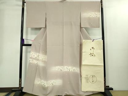 平和屋本店●極上　銀座きしや　訪問着　枝桜　暈し染め　薄柿色地　たとう紙付き　逸品　DZAB2296kh6