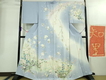 平和屋本店●極上　本加賀友禅作家　西野知里　訪問着　花里　デイドリーム色地　暈し染め　証紙付き　逸品　DZAB2298kh6