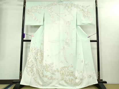 平和屋本店●極上　訪問着　総手刺繍　枝花文　暈し染め　金糸　逸品　DZAB2300kh6