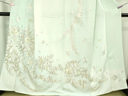 平和屋本店●極上　訪問着　総手刺繍　枝花文　暈し染め　金糸　逸品　DZAB2300kh6