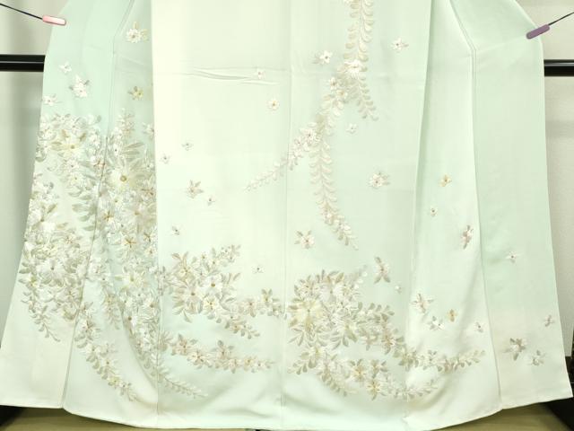平和屋本店●極上　訪問着　総手刺繍　枝花文　暈し染め　金糸　逸品　DZAB2300kh6