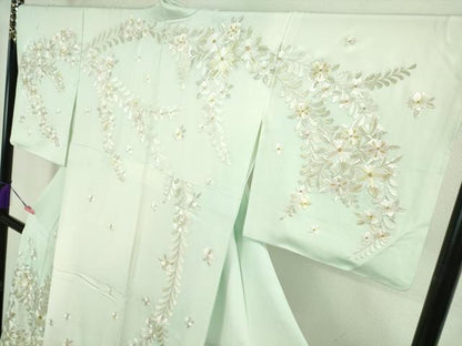 平和屋本店●極上　訪問着　総手刺繍　枝花文　暈し染め　金糸　逸品　DZAB2300kh6