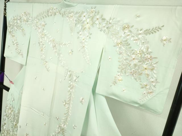 平和屋本店●極上　訪問着　総手刺繍　枝花文　暈し染め　金糸　逸品　DZAB2300kh6