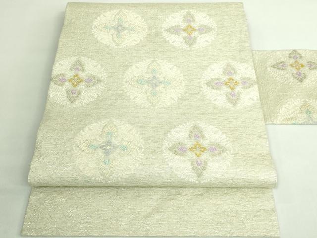 平和屋着物●極上　九寸名古屋帯　花菱文　金糸　逸品　未使用　DZAB2309kh6