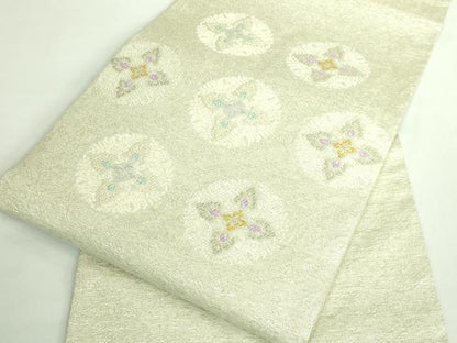 平和屋着物●極上　九寸名古屋帯　花菱文　金糸　逸品　未使用　DZAB2309kh6